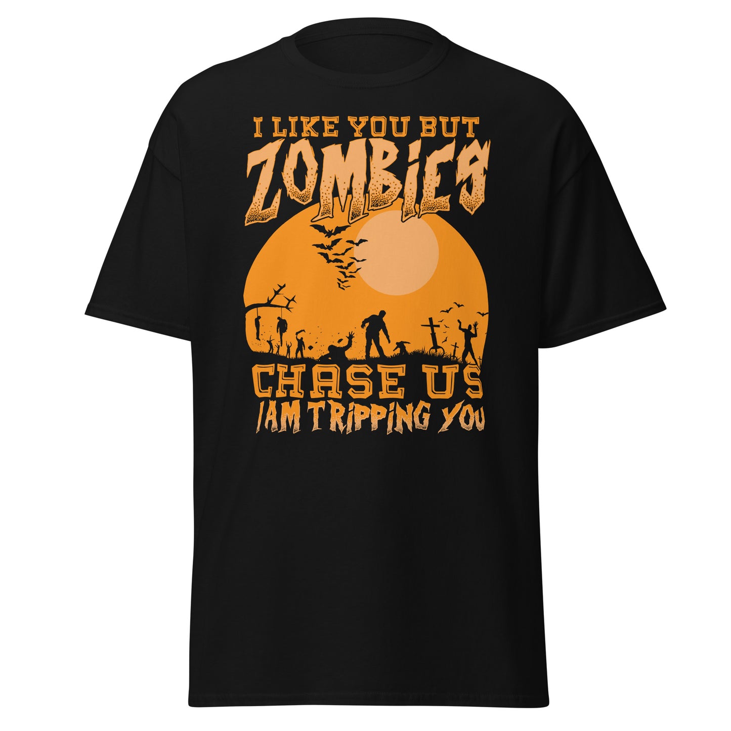 I LIKE YOU BUT ZOMBIES CHASE US I AM TRIPPING YOU , Halloween Soft Style T-Shirt