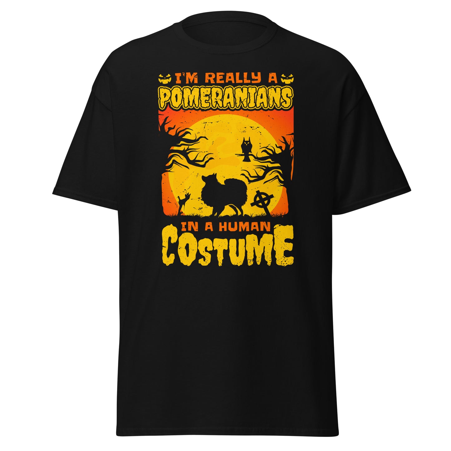 Ich bin wirklich ein POMERANIANS in einem Menschenkostüm, Halloween-T-Shirt im weichen Stil