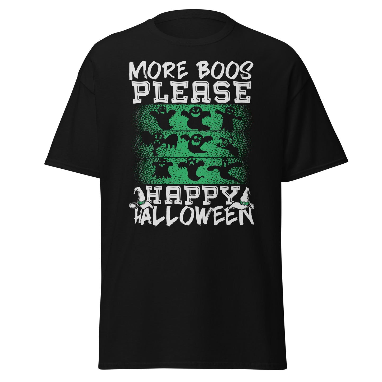 MÁS BOOS POR FAVOR FELIZ HALLOWEEN, Camiseta de algodón pesado de estilo suave con diseño de Halloween