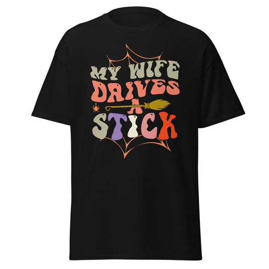 My Wife Drives A Stick , Halloween Design Soft Style Heavy Cotton T-Shirt