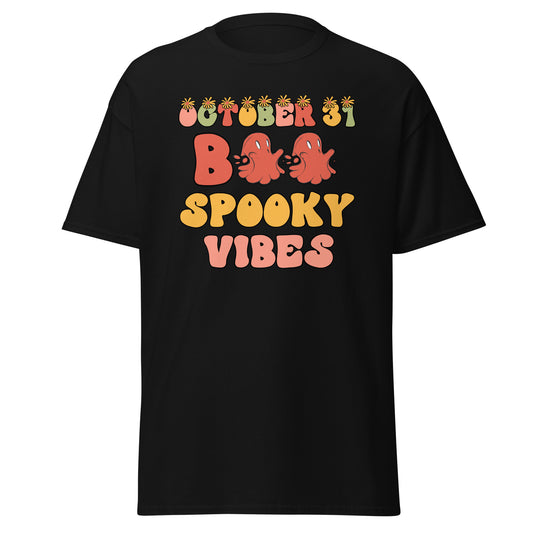 31. Oktober Boo Spooky Vibes, Halloween-Design, weiches T-Shirt aus schwerer Baumwolle