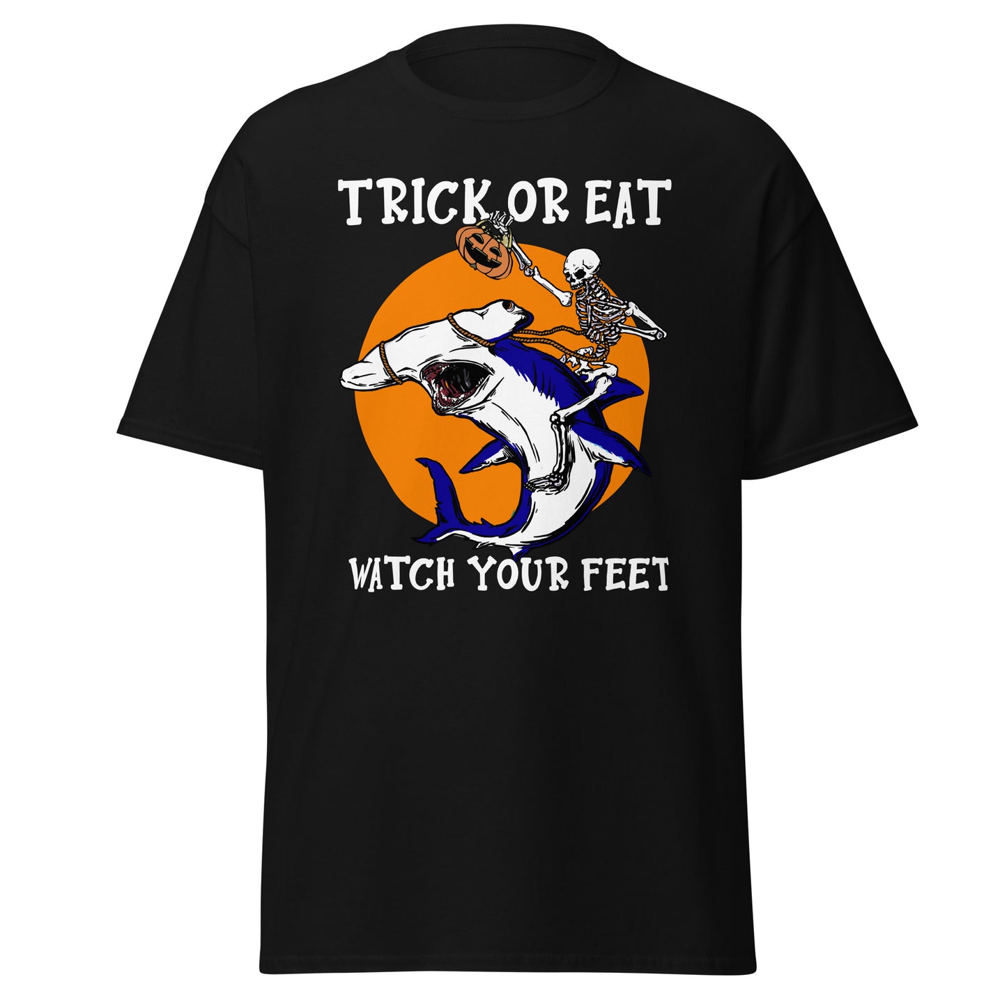 shark trick or eat , Halloween Design Soft Style Heavy Cotton T-Shirt