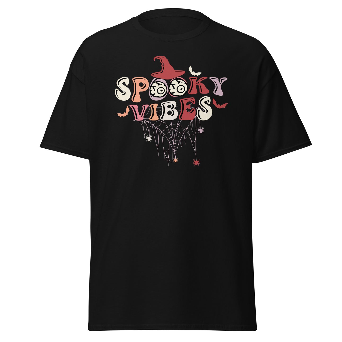 Spooky Vibes Retro, camiseta de algodón pesado con diseño de Halloween, estilo suave