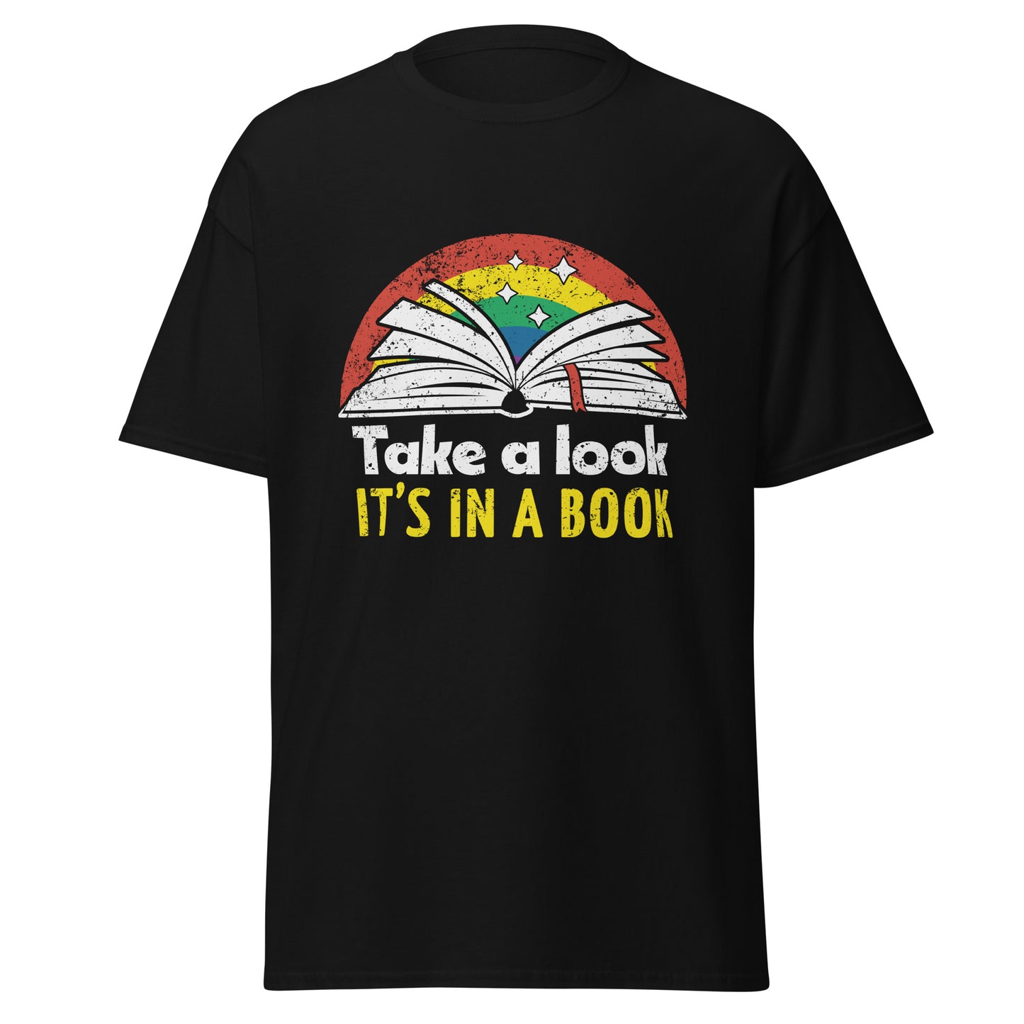 Take A Look Its A Book Retro Rainbow , Halloween Design Soft Style Heavy Cotton T-Shirt