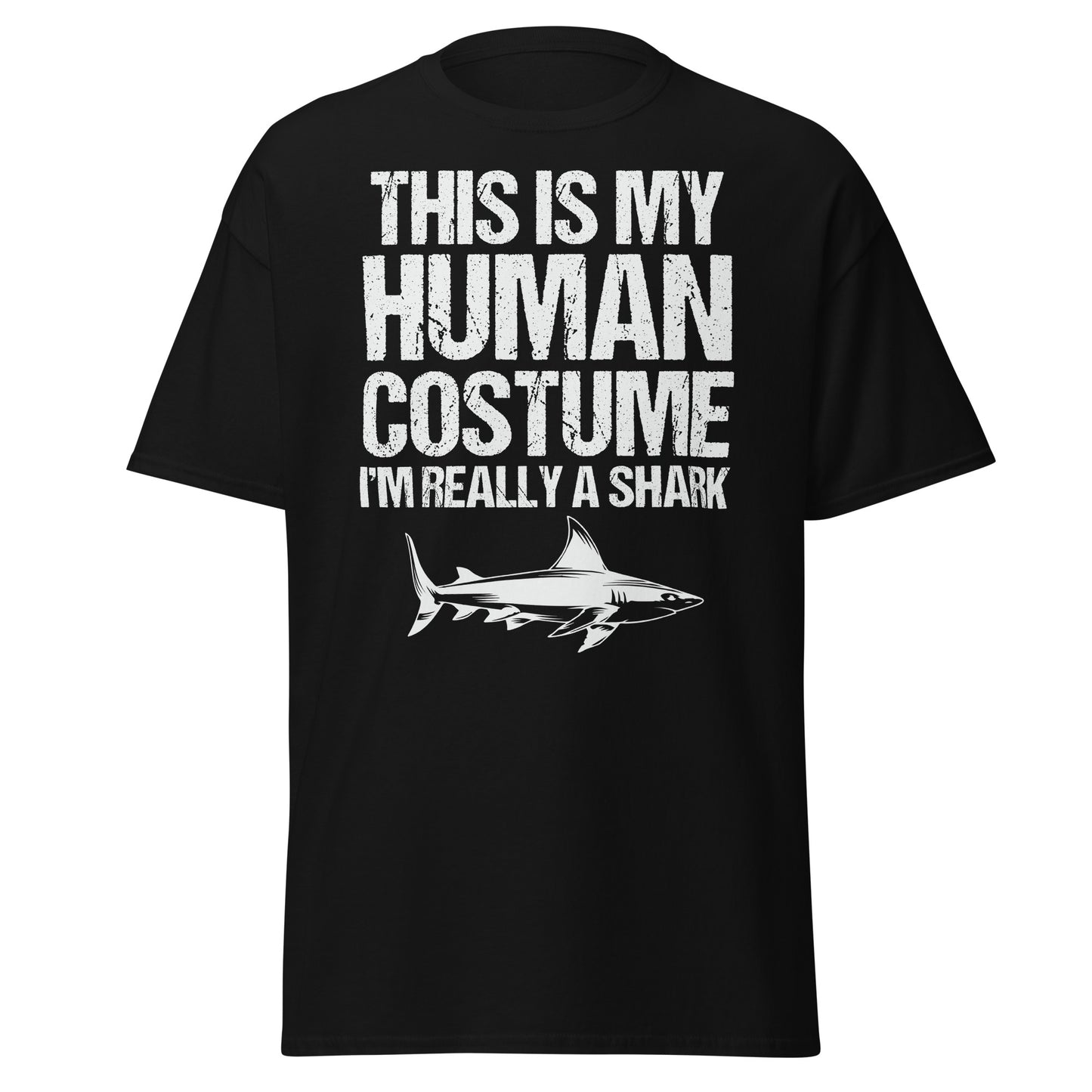 ESTE ES MI DISFRAZ HUMANO SOY REALMENTE UN TIBURÓN, Camiseta de algodón pesado de estilo suave con diseño de Halloween