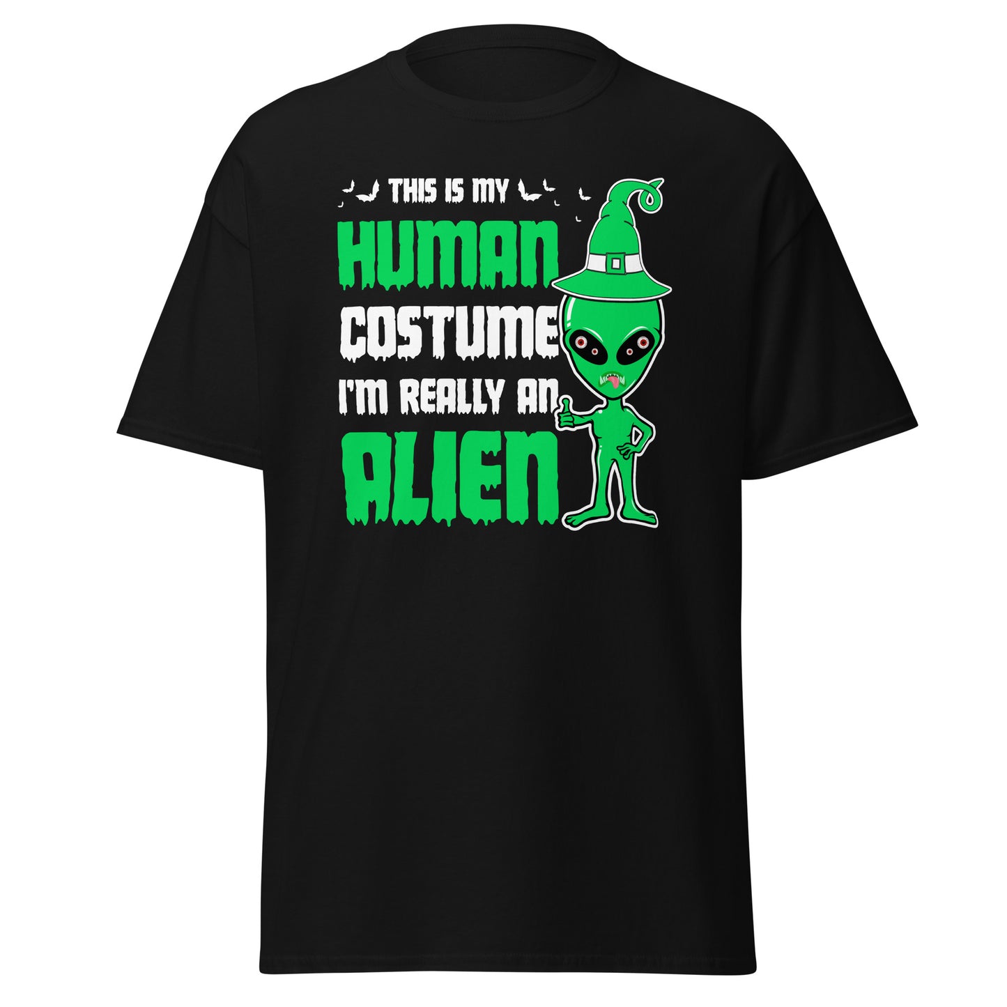 Das ist mein menschliches Kostüm, ich bin wirklich ein Alien, weiches T-Shirt aus schwerer Baumwolle im Halloween-Design