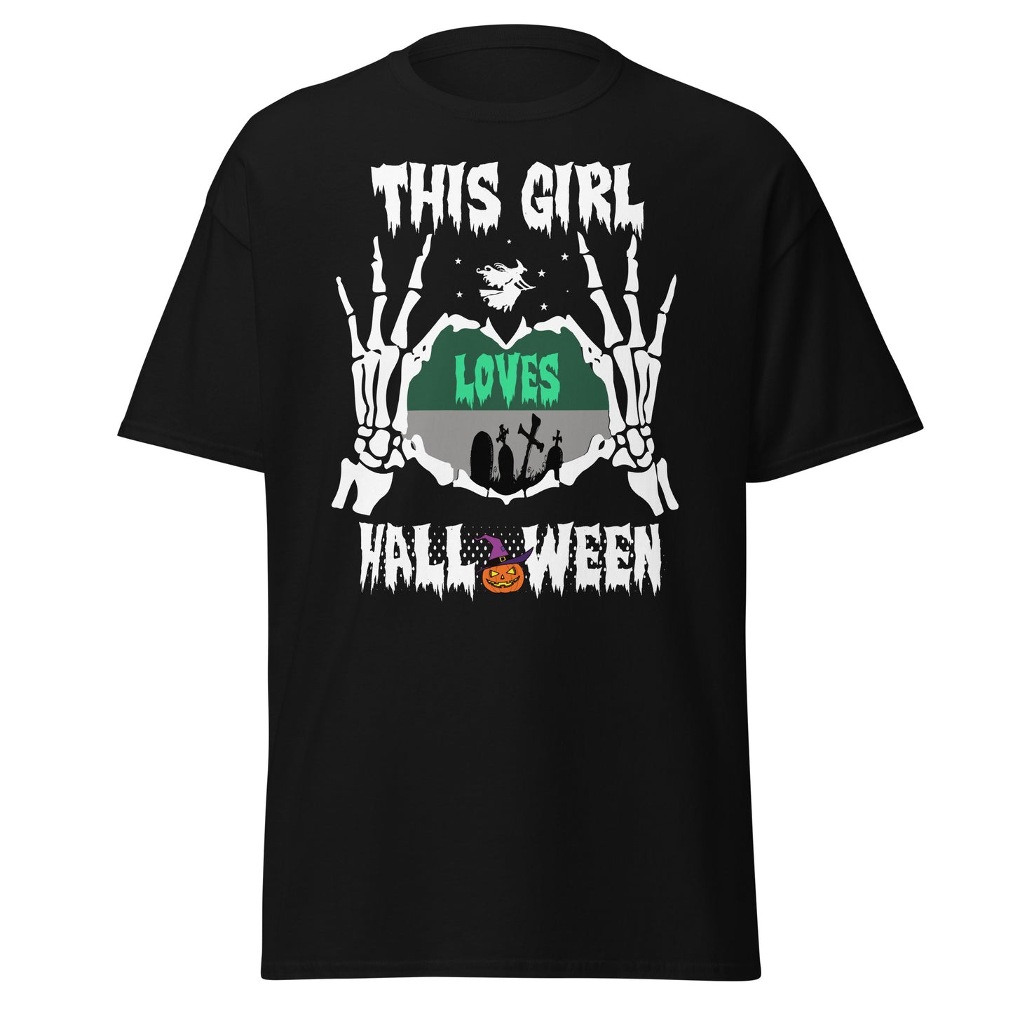 This girl loves halloween , Halloween Design Soft Style Heavy Cotton T-Shirt