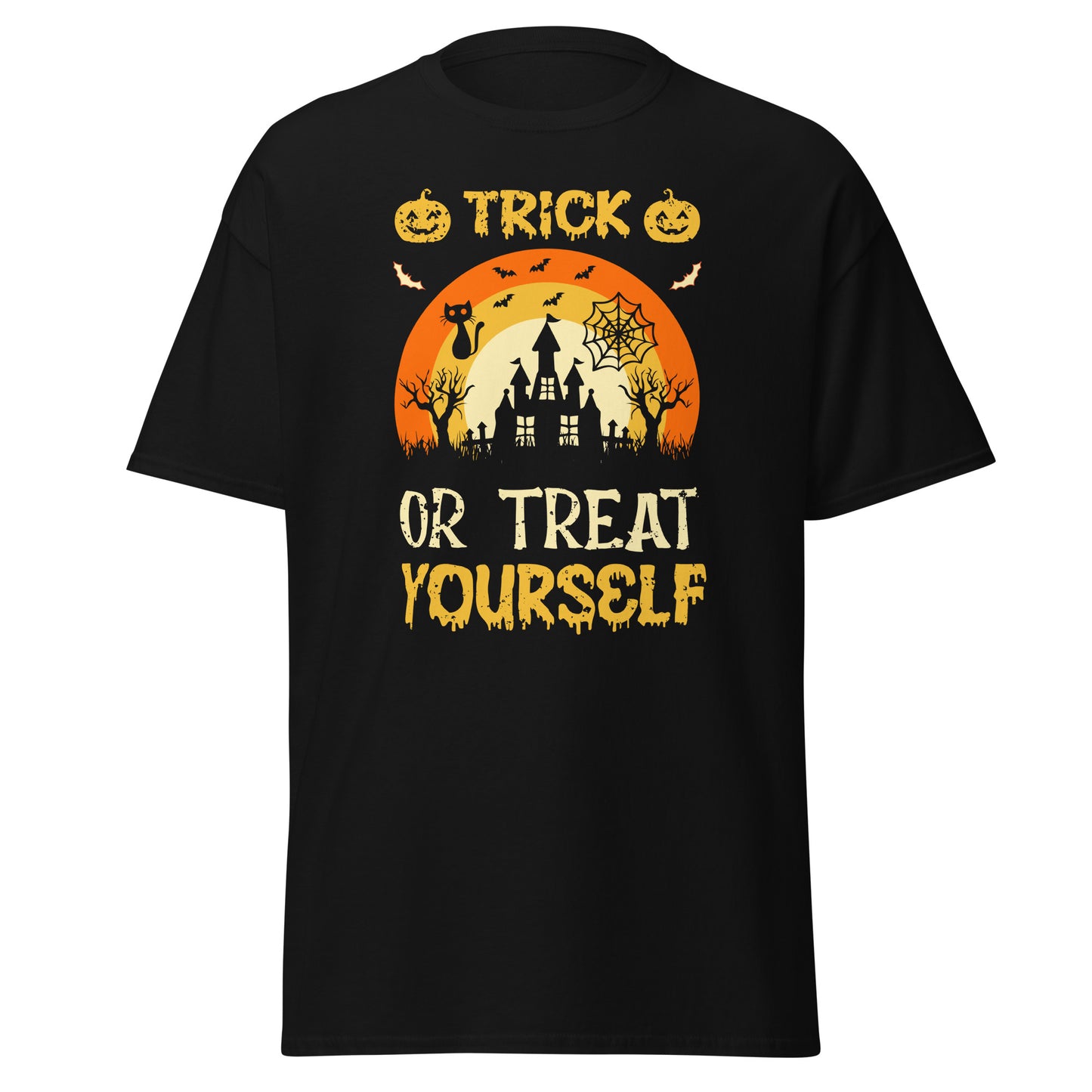 Truco o trato, camiseta de algodón pesado de estilo suave con diseño de Halloween