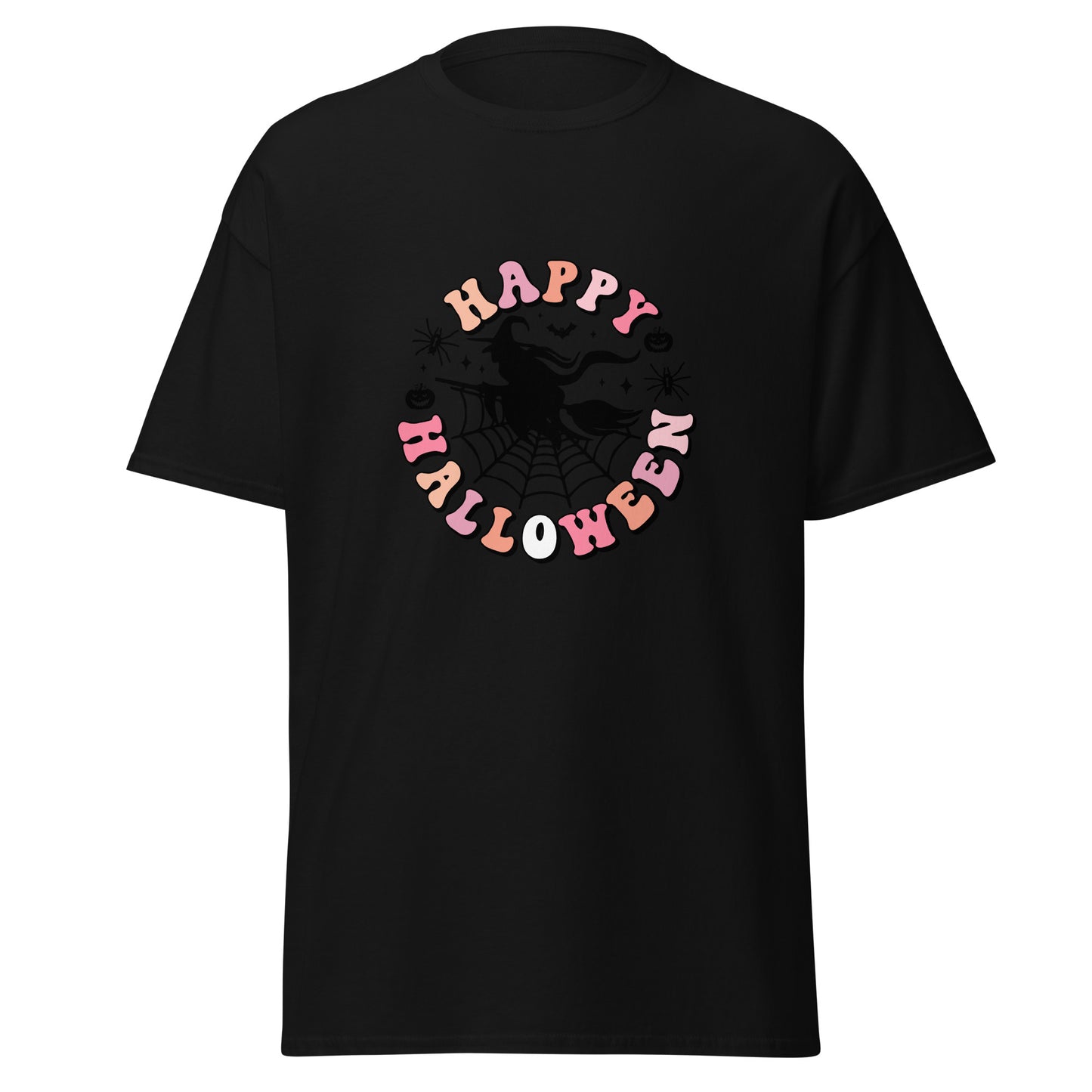 Witchy Happy Halloween Retro, Camiseta de algodón pesado con diseño de Halloween, estilo suave