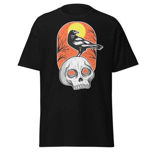 Spooky Vibes, Pumpkin & Black Crow Halloween Tee