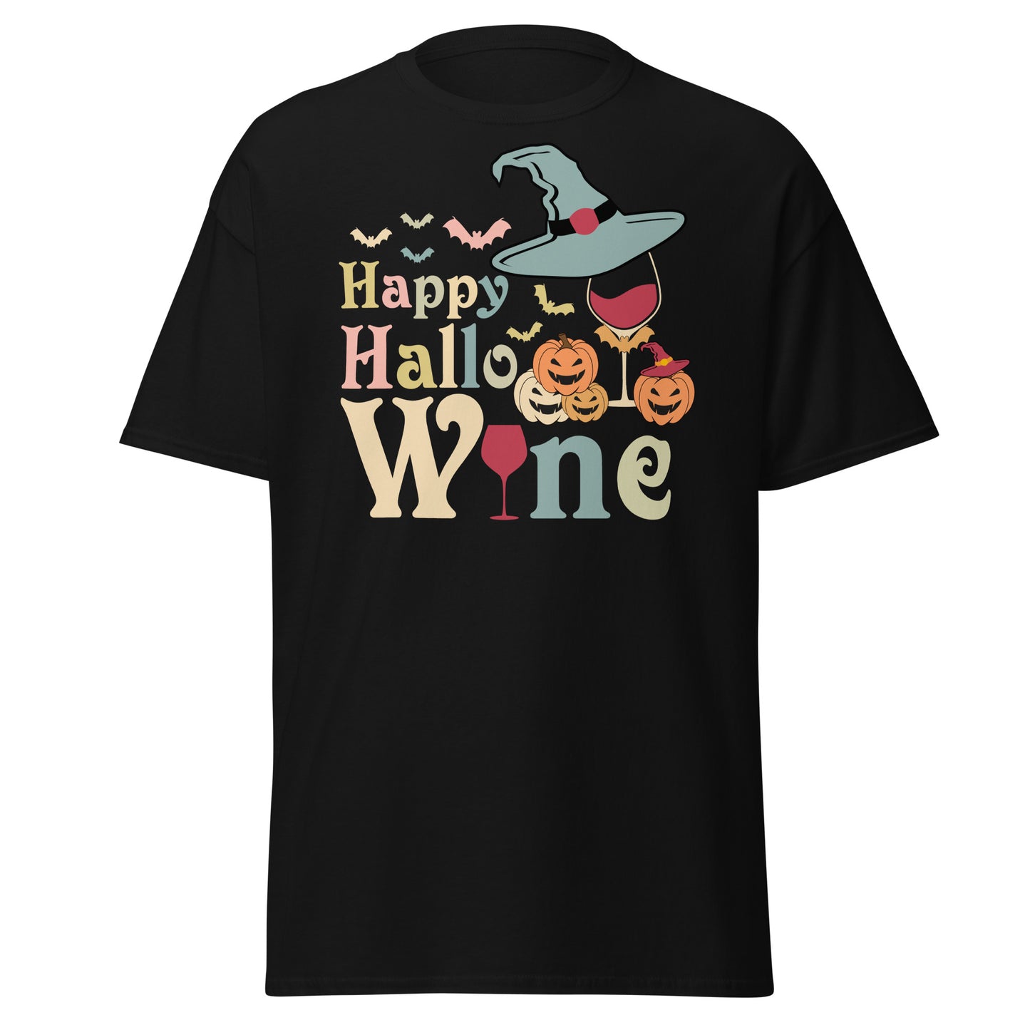 Happy Hallo Wine Retro Funny Pumpkin Wine Glass , Halloween Shirt