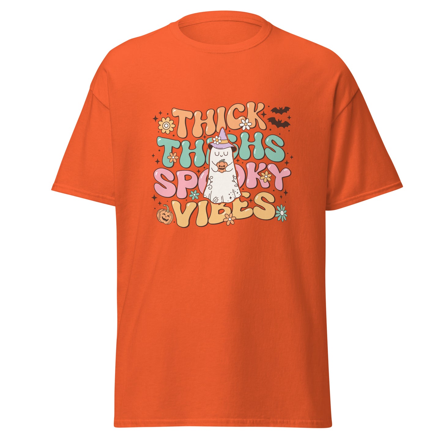 Thick Thighs Spooky Vibes , Halloween Design Soft Style Heavy Cotton T-Shirt