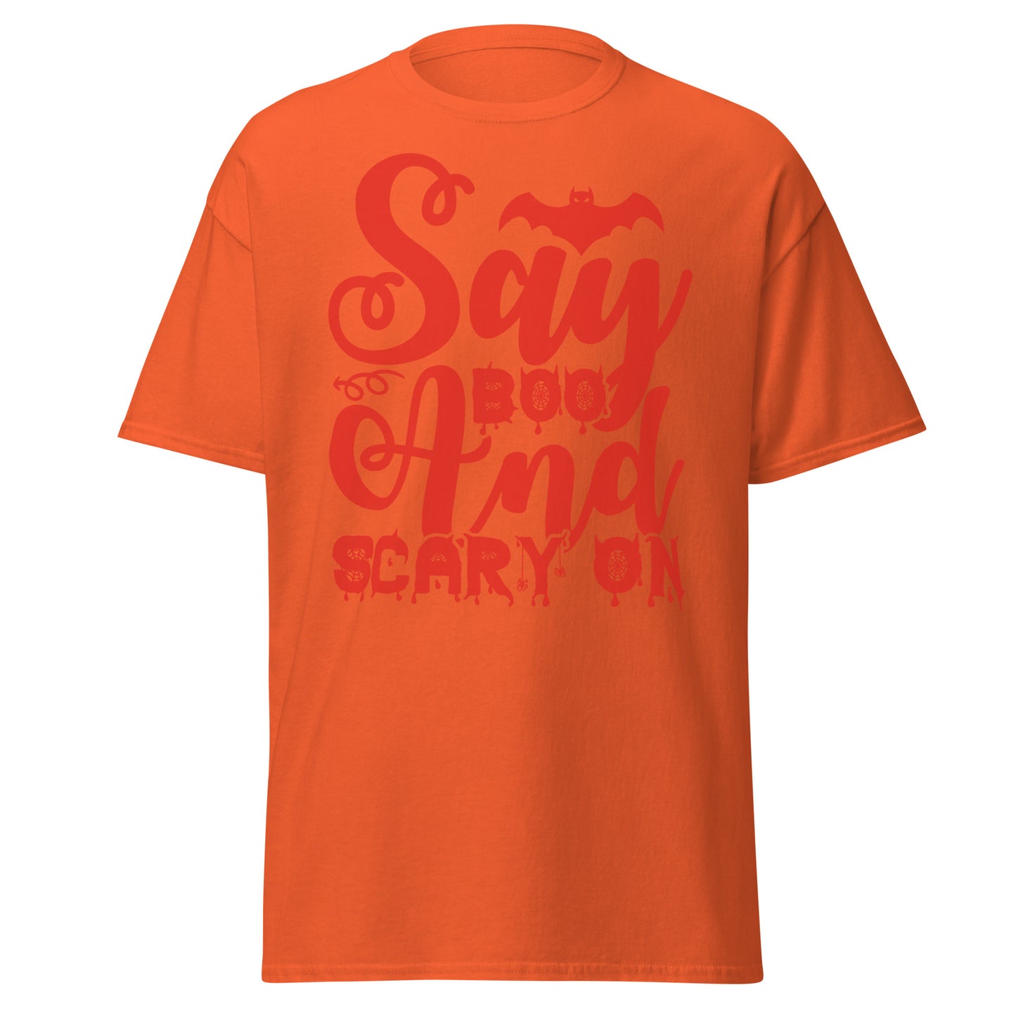 Say Boo And Scary On, camiseta de algodón pesado de estilo suave con diseño de Halloween