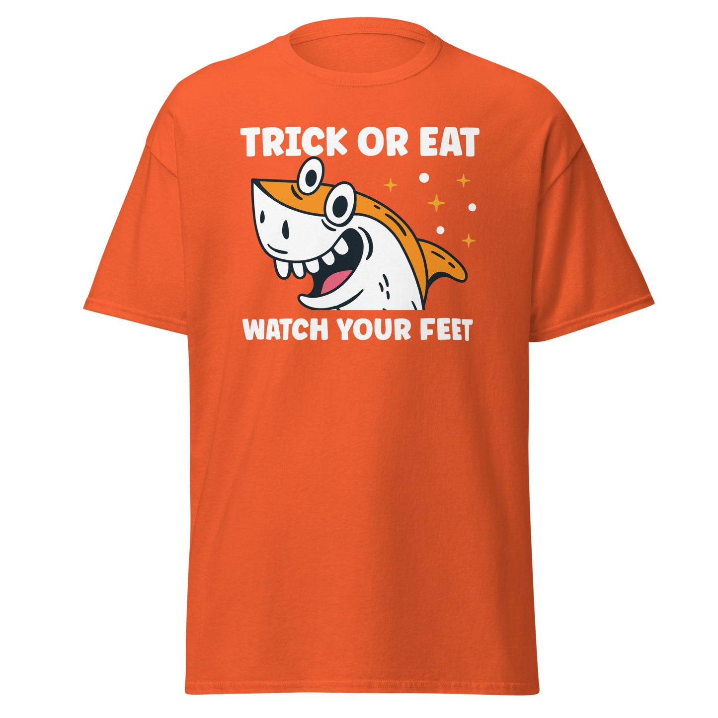 Shark Trick or Eat, Halloween-Design, weiches T-Shirt aus schwerer Baumwolle