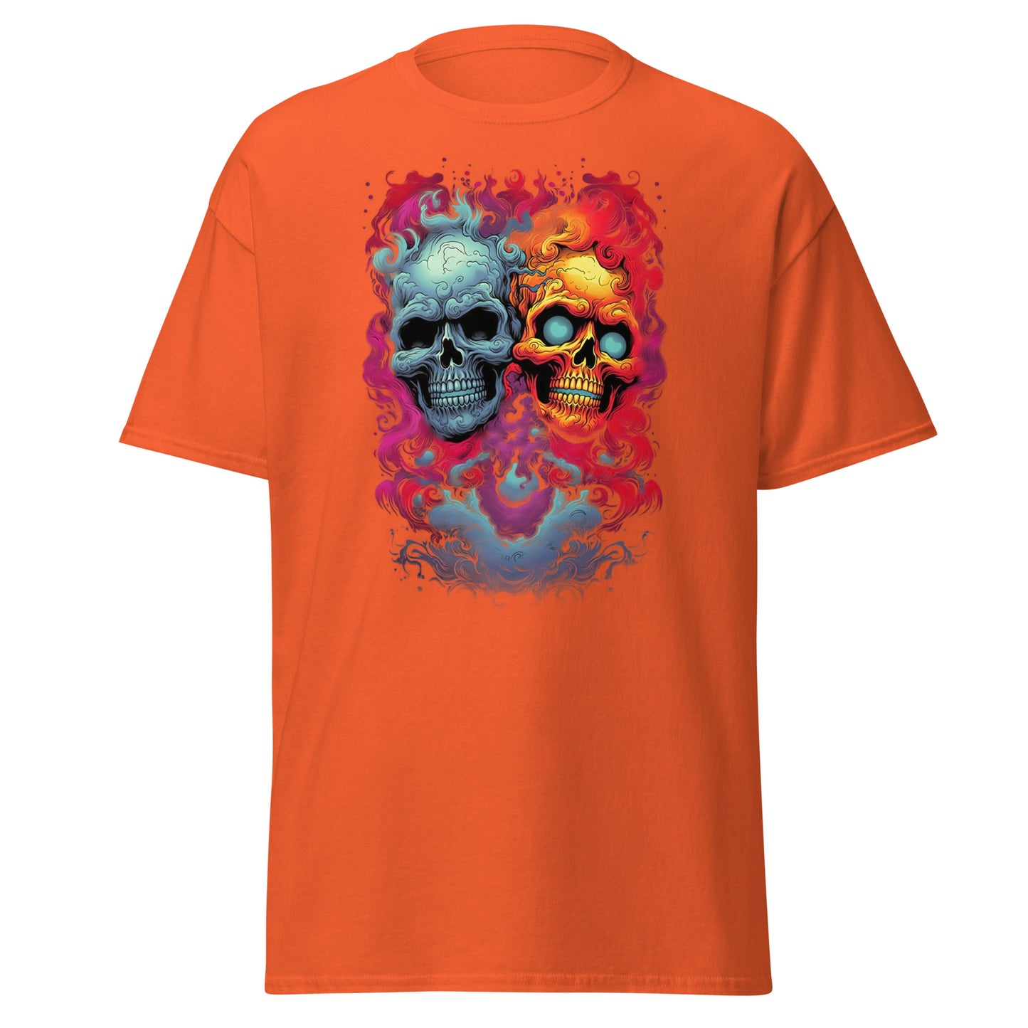 Totenkopf explodiert, Halloween-Design, weiches T-Shirt aus schwerer Baumwolle