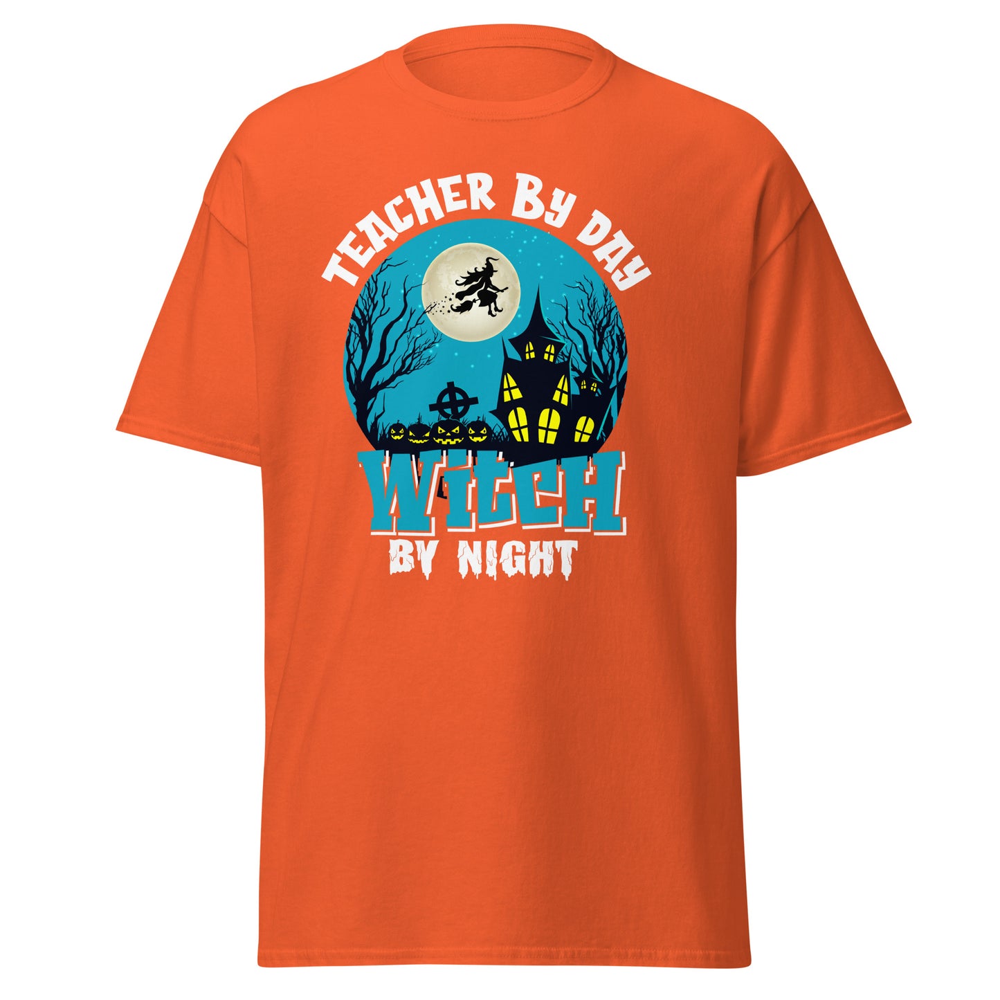 Teacher by day which by night , Halloween Design Soft Style Heavy Cotton T-Shirt