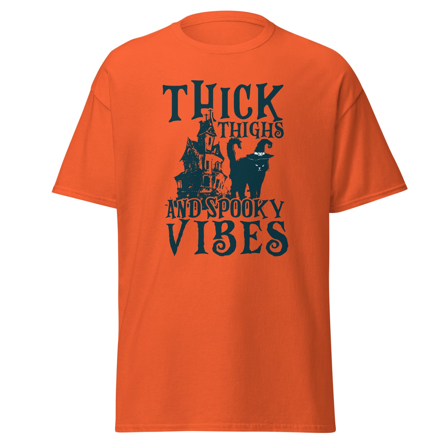 THICK THIGHS AND SPOOKY VIBES , Halloween Design Soft Style Heavy Cotton T-Shirt