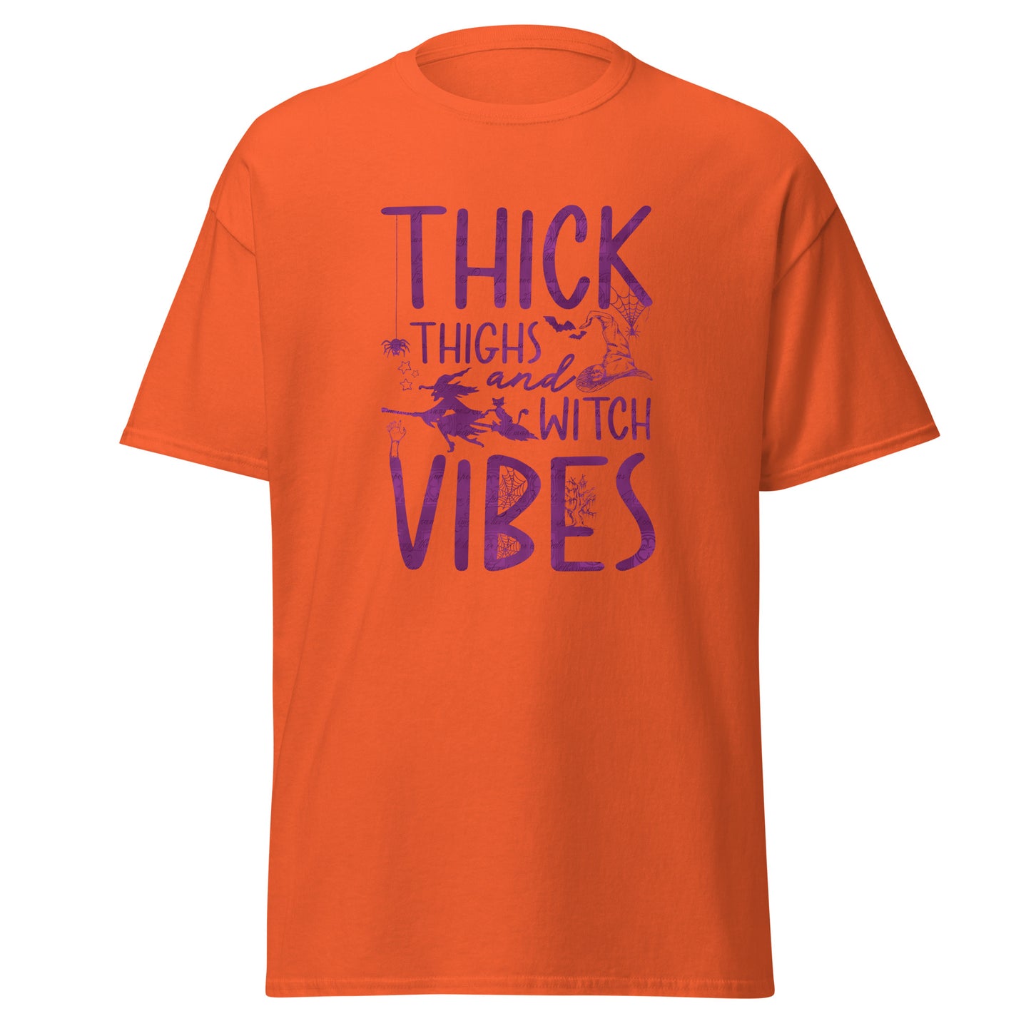 Thick Thighs And Witch Vibes , Halloween Design Soft Style Heavy Cotton T-Shirt