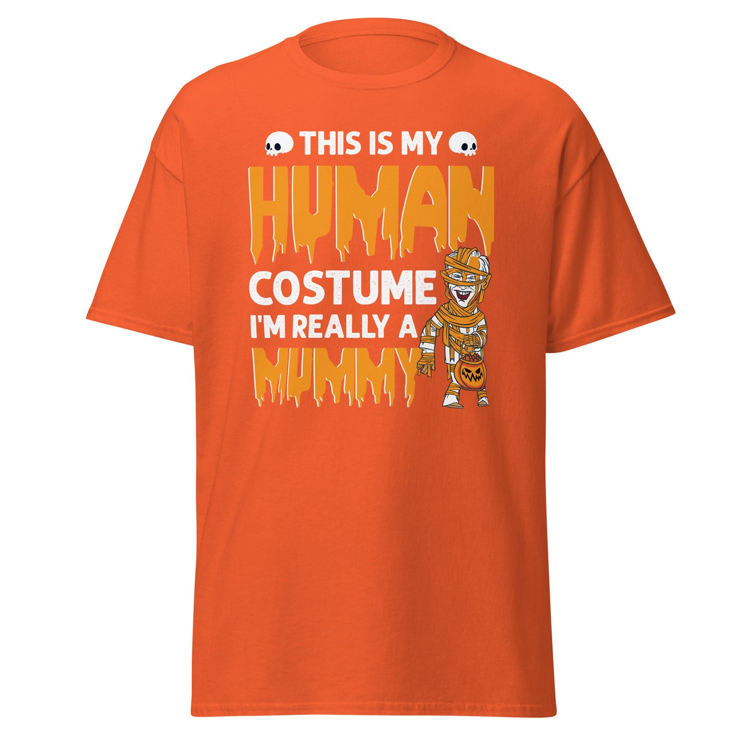 Este es mi disfraz humano, soy realmente una momia, camiseta de algodón pesado de estilo suave con diseño de Halloween