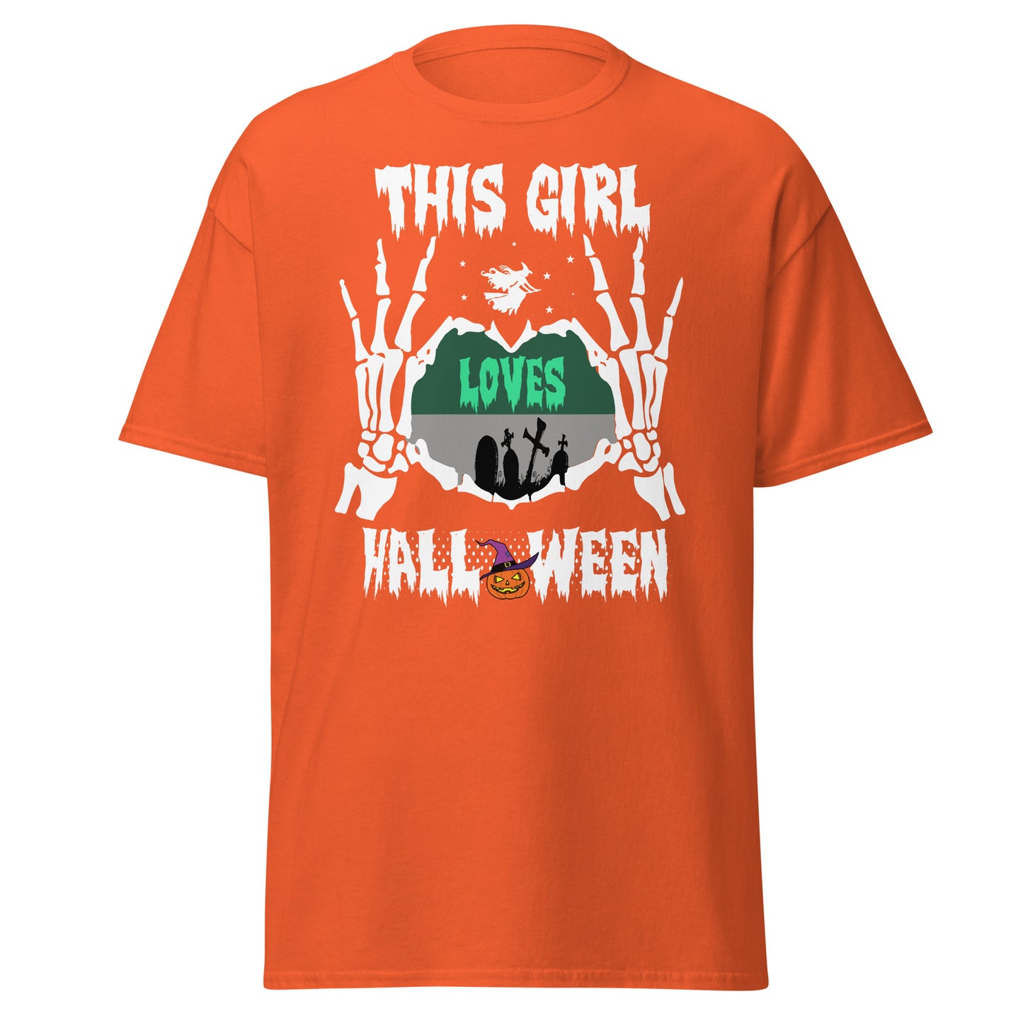 This girl loves halloween , Halloween Design Soft Style Heavy Cotton T-Shirt