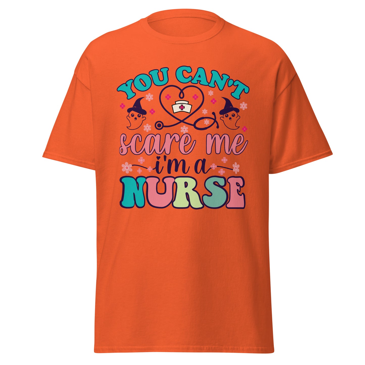 You can't scare me i'm a Nurse , Halloween Design Soft Style Heavy Cotton T-Shirt