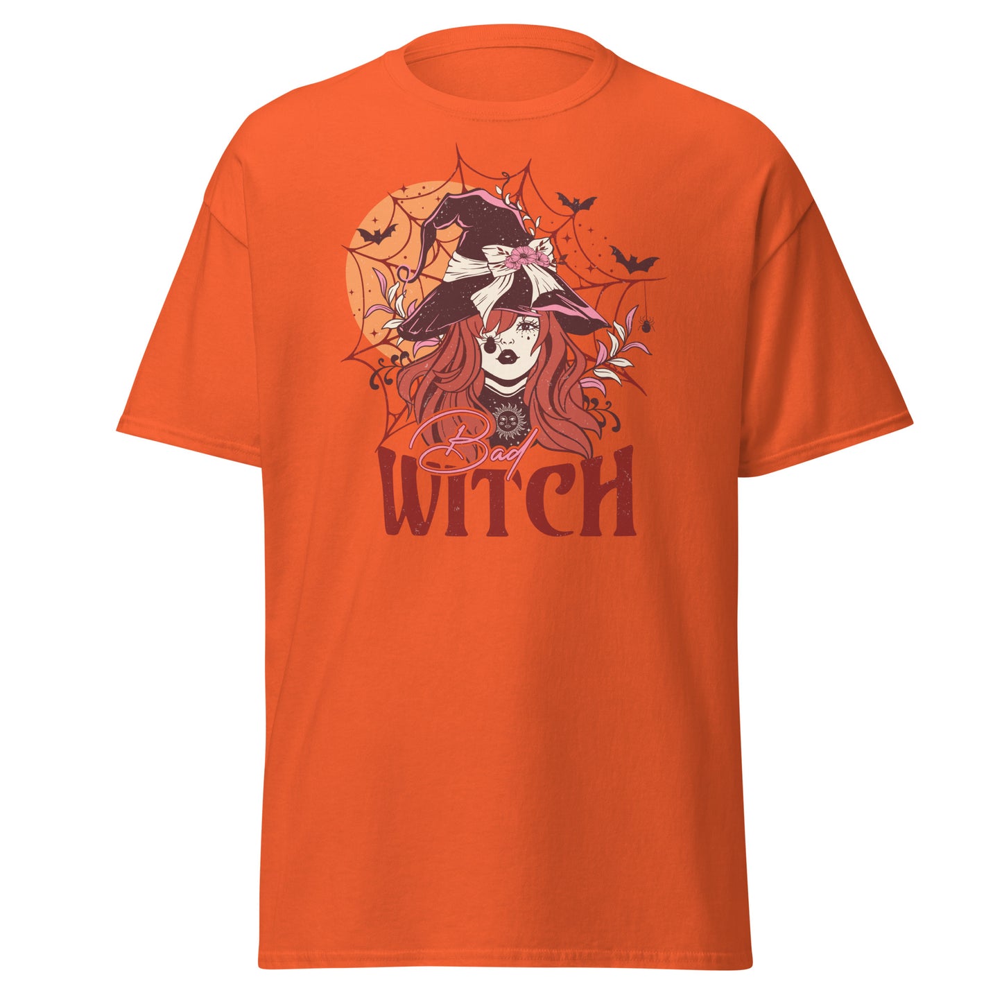 Spooky Elegance: Bad Witch with Moon & Spider Web Tee