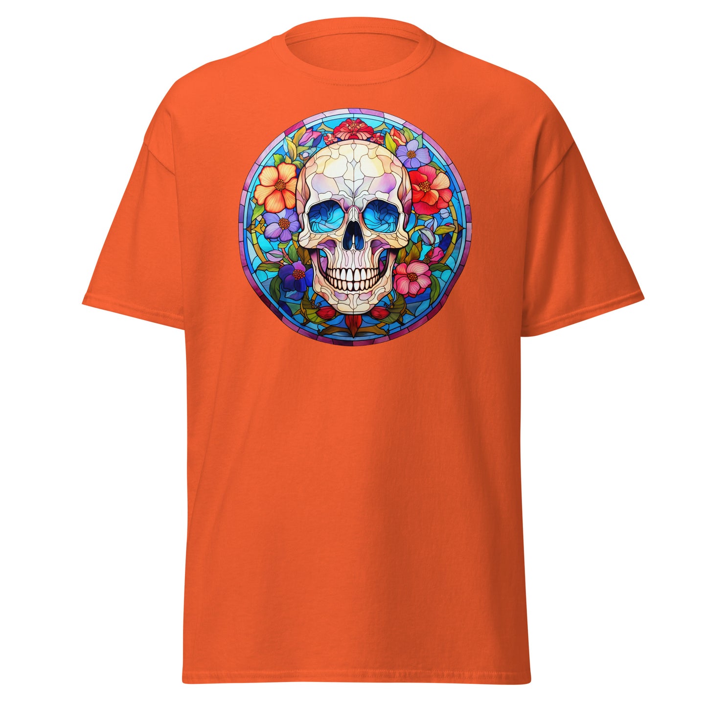 Elevate Spooky Vibes: Skull Stained Glass Tee