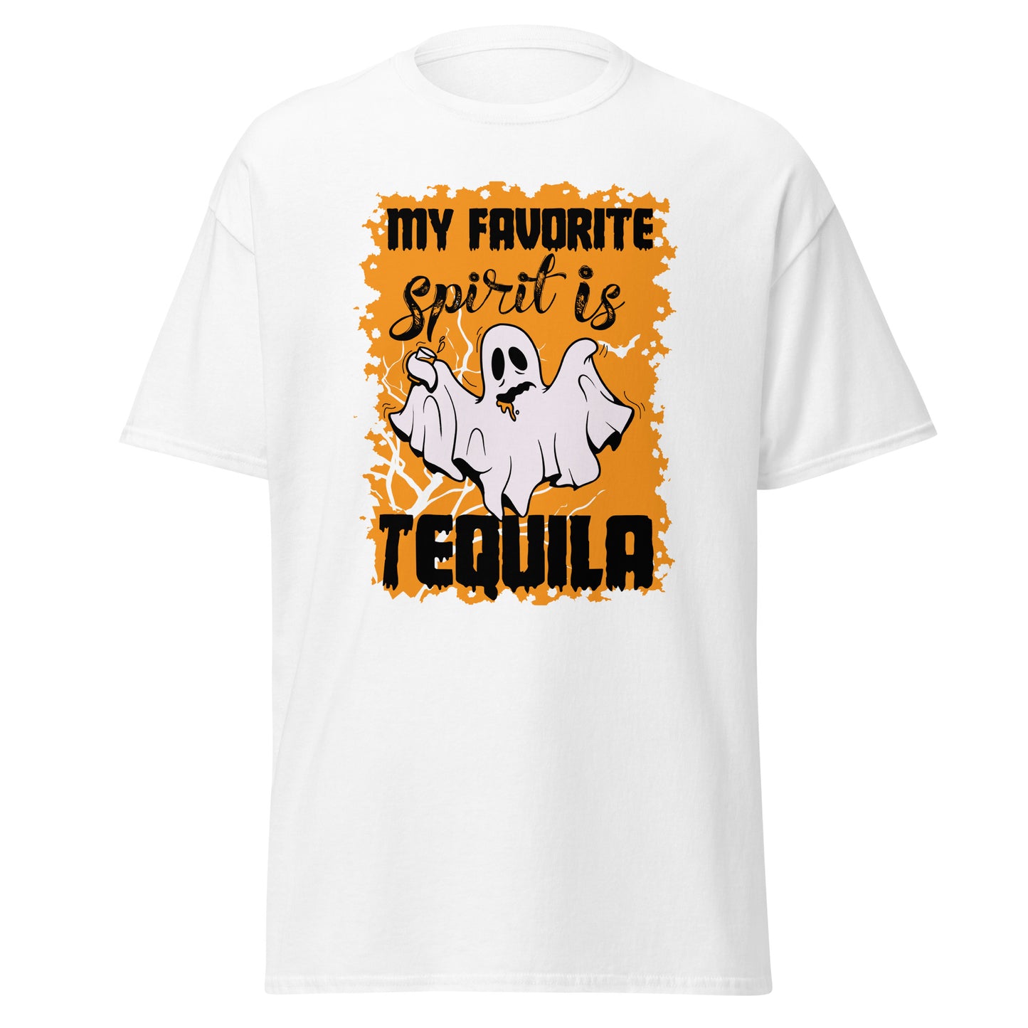 Mein Lieblingstrinkgeist ist Tequila, weiches T-Shirt aus schwerer Baumwolle im Halloween-Design