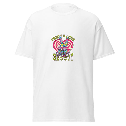 Peace & Love Stay Groovy , Halloween Design Soft Style Heavy Cotton T-Shirt