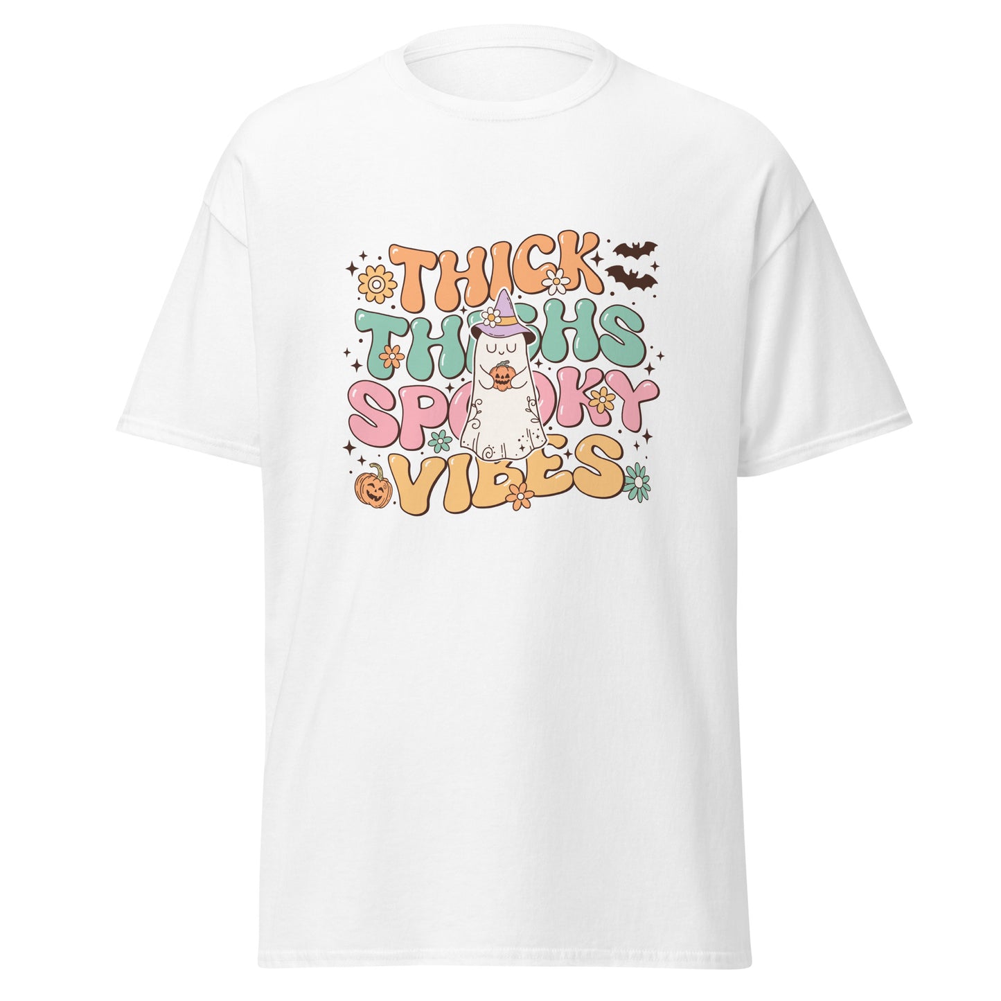 Thick Thighs Spooky Vibes , Halloween Design Soft Style Heavy Cotton T-Shirt