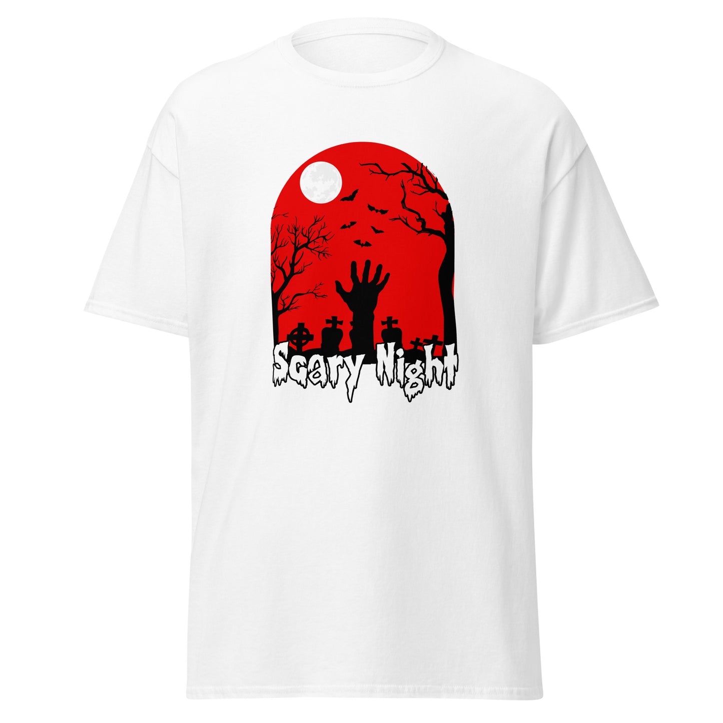 Gruselige Halloween-Nacht, weiches T-Shirt aus schwerer Baumwolle im Halloween-Design