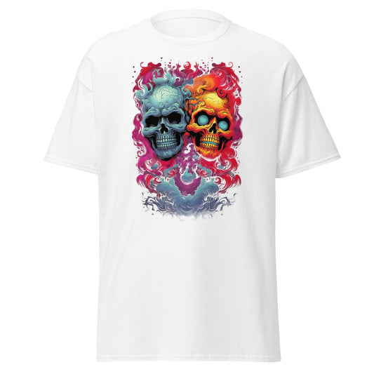 Camiseta de algodón pesado con diseño de calavera explotada y estilo suave de Halloween