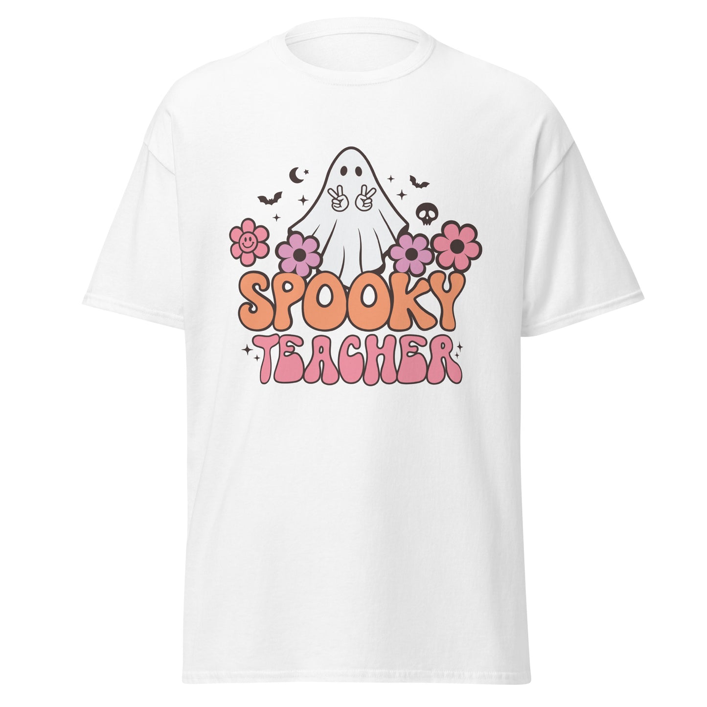 Spooky Teacher, camiseta de algodón pesado de estilo suave con diseño de Halloween