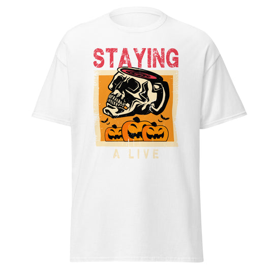 Stayng A Live, Halloween-Design, weiches T-Shirt aus schwerer Baumwolle