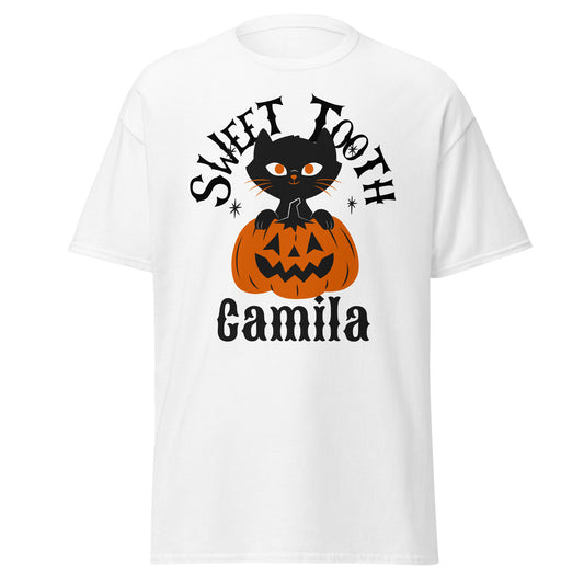 Sweet Tooth Camila, camiseta de algodón pesado de estilo suave con diseño de Halloween