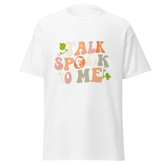 Talk Spook To Me, camiseta de algodón pesado de estilo suave con diseño de Halloween