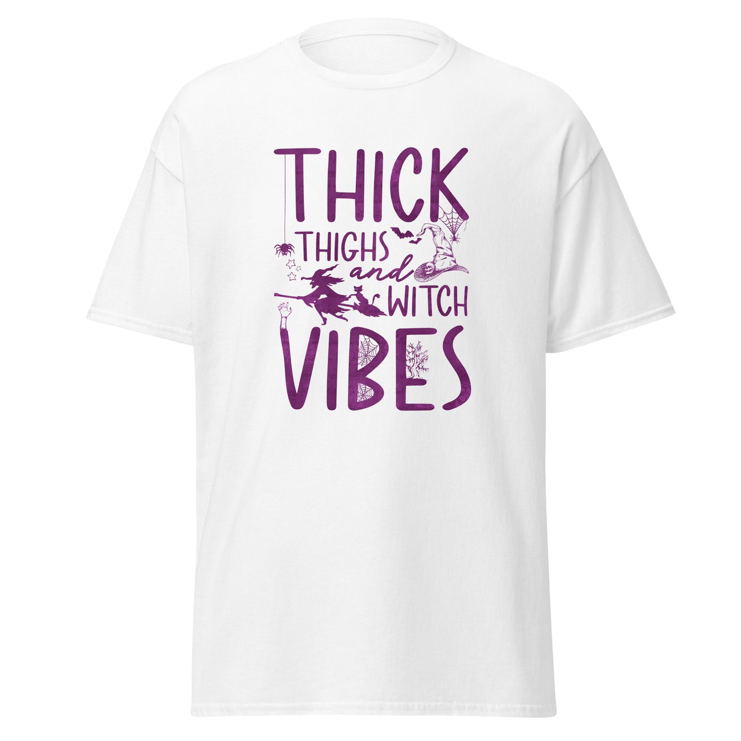 Thick Thighs And Witch Vibes , Halloween Design Soft Style Heavy Cotton T-Shirt