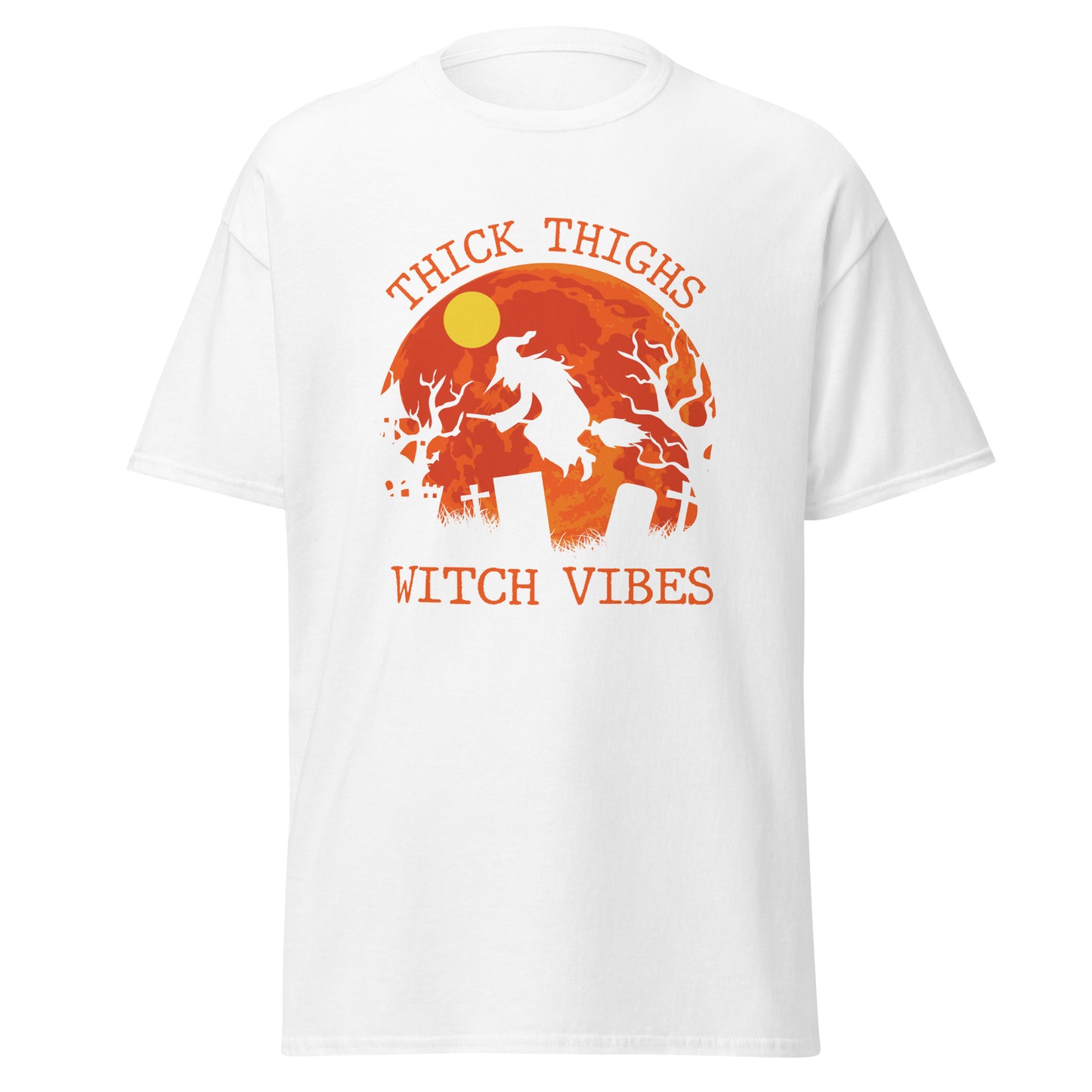 Thick Thighs Witch Vibes , Halloween Design Soft Style Heavy Cotton T-Shirt