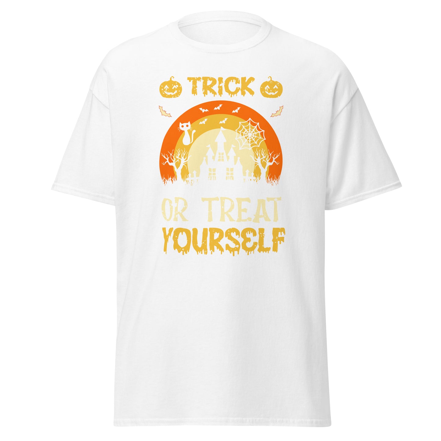 Truco o trato, camiseta de algodón pesado de estilo suave con diseño de Halloween