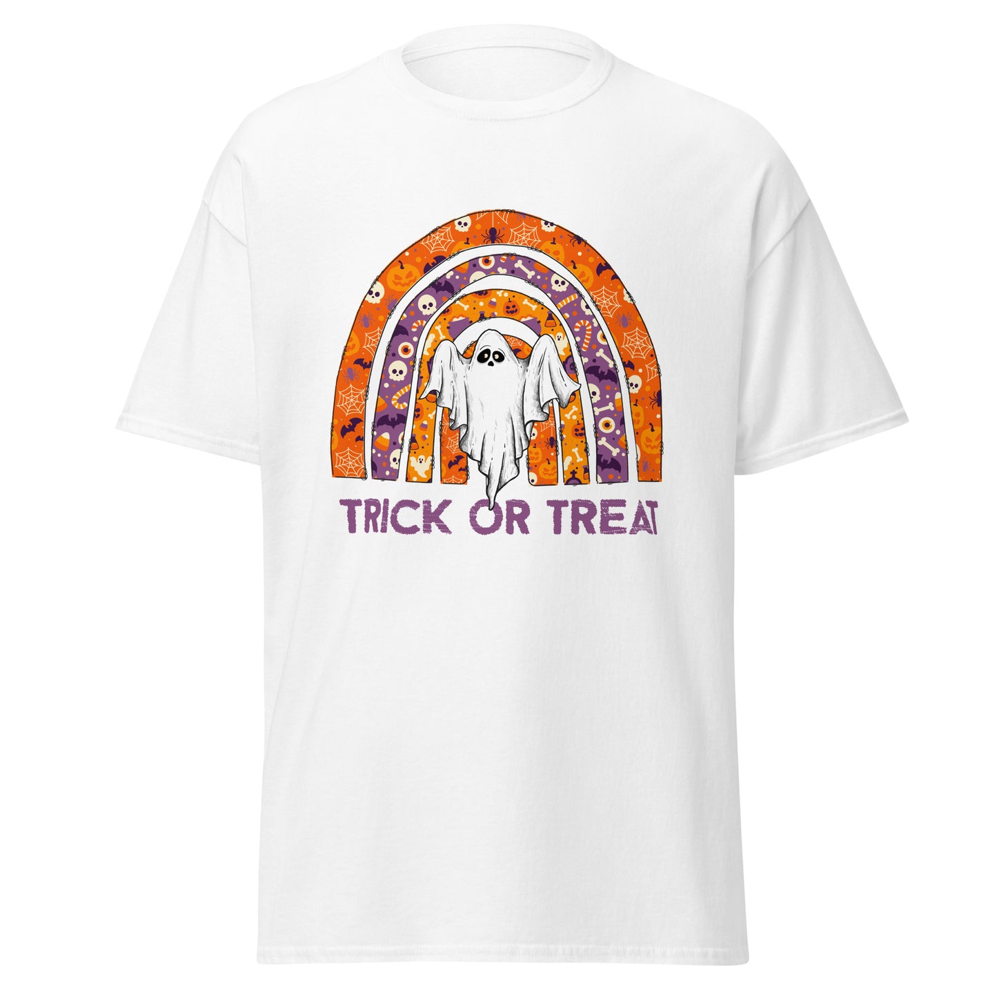 Trick Or Treat Boo Rainbow, Halloween-Design, weiches T-Shirt aus schwerer Baumwolle