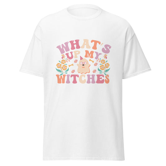 Was ist los, meine Hexen, Halloween-Design, weicher Stil, schweres Baumwoll-T-Shirt