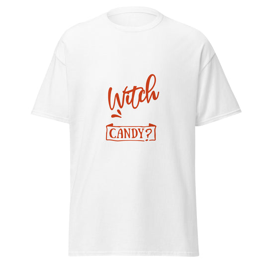 Witch Way to the Candy, camiseta de algodón pesado de estilo suave con diseño de Halloween