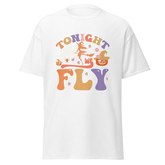 witches tonight we fly , Halloween Design Soft Style Heavy Cotton T-Shirt