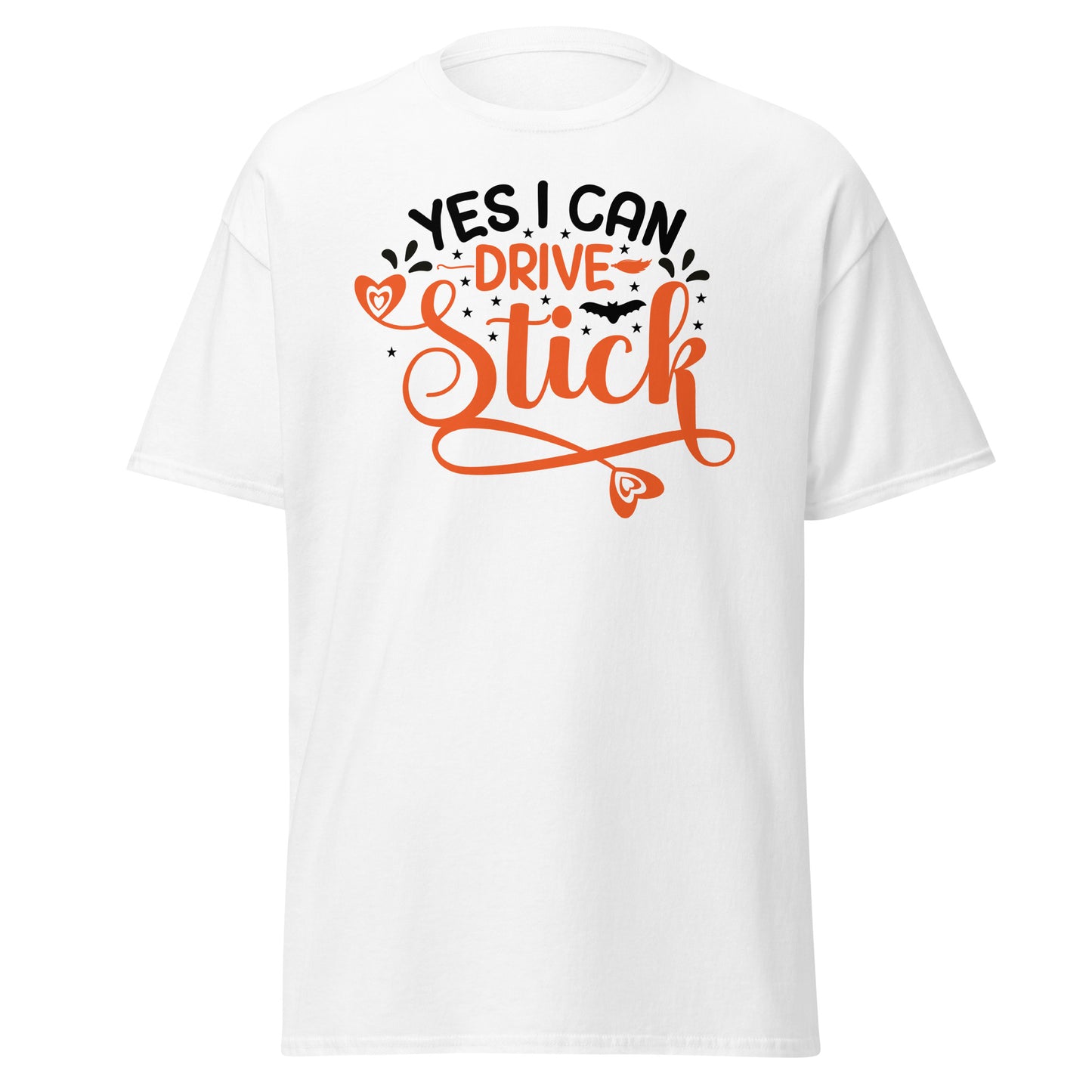 Ja, ich kann Stick fahren, Halloween-Design, weiches T-Shirt aus schwerer Baumwolle