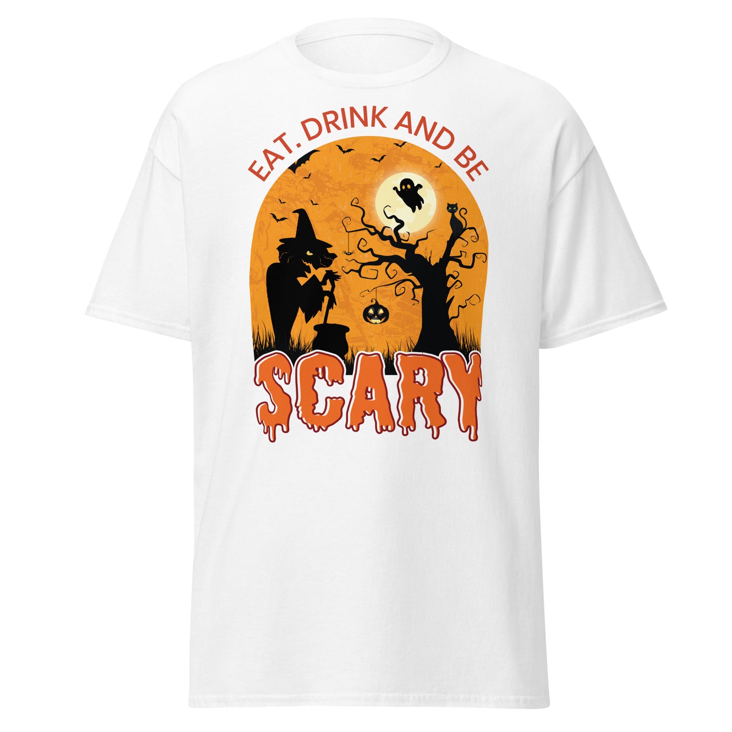 Sip, Savor, and Spook. Halloween Graphic Tee - Eat, Drink and Be Scary