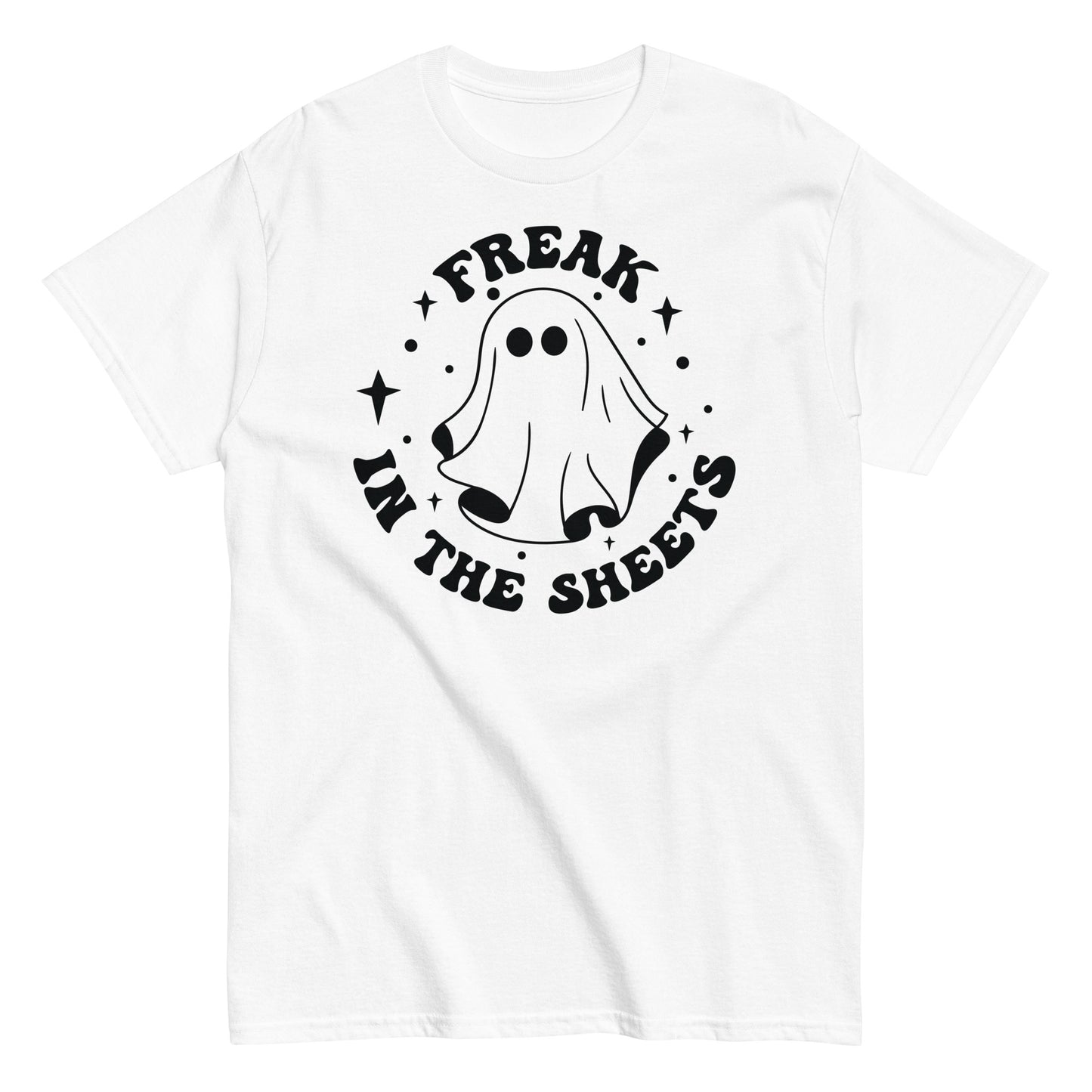 Elegantly Mysterious: Freak In The Sheets Black T-Shirt - Halloween Vibes