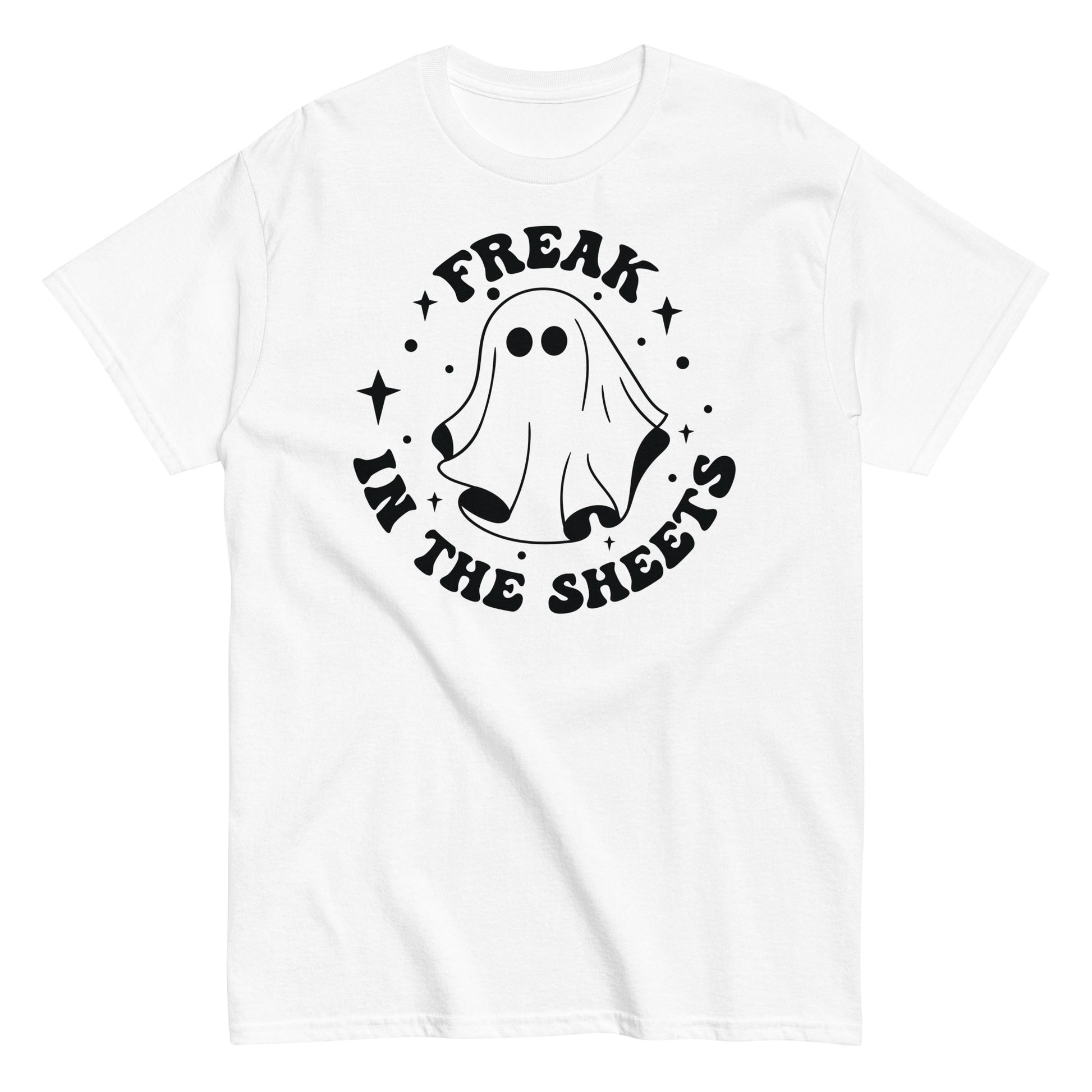 Elegantly Mysterious: Freak In The Sheets Black T-Shirt - Halloween Vibes