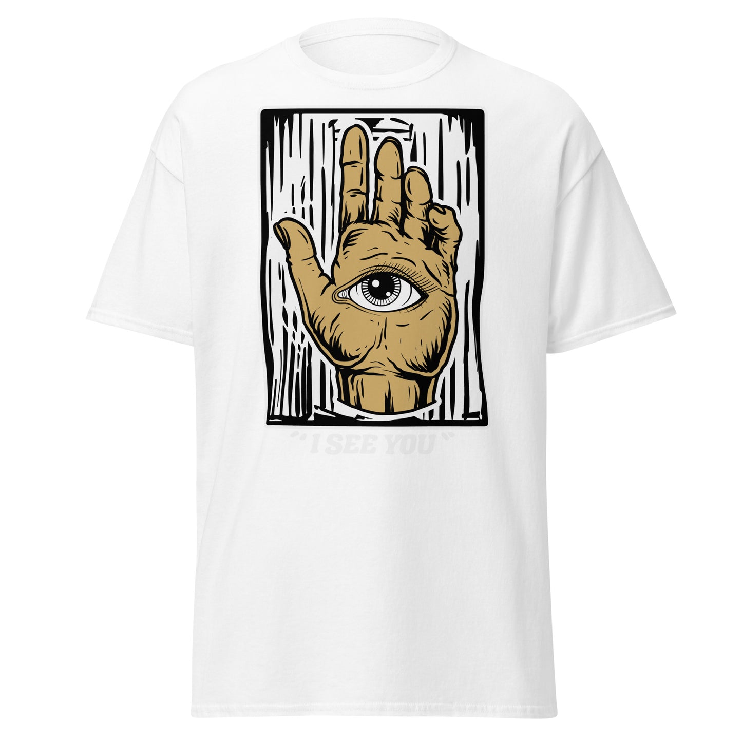 Eerie Elegance, Eye In Hand I See You Halloween Tee