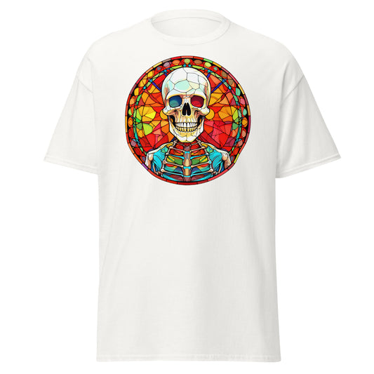 Elevate Spooky Vibes: Skull Stained Glass Tee