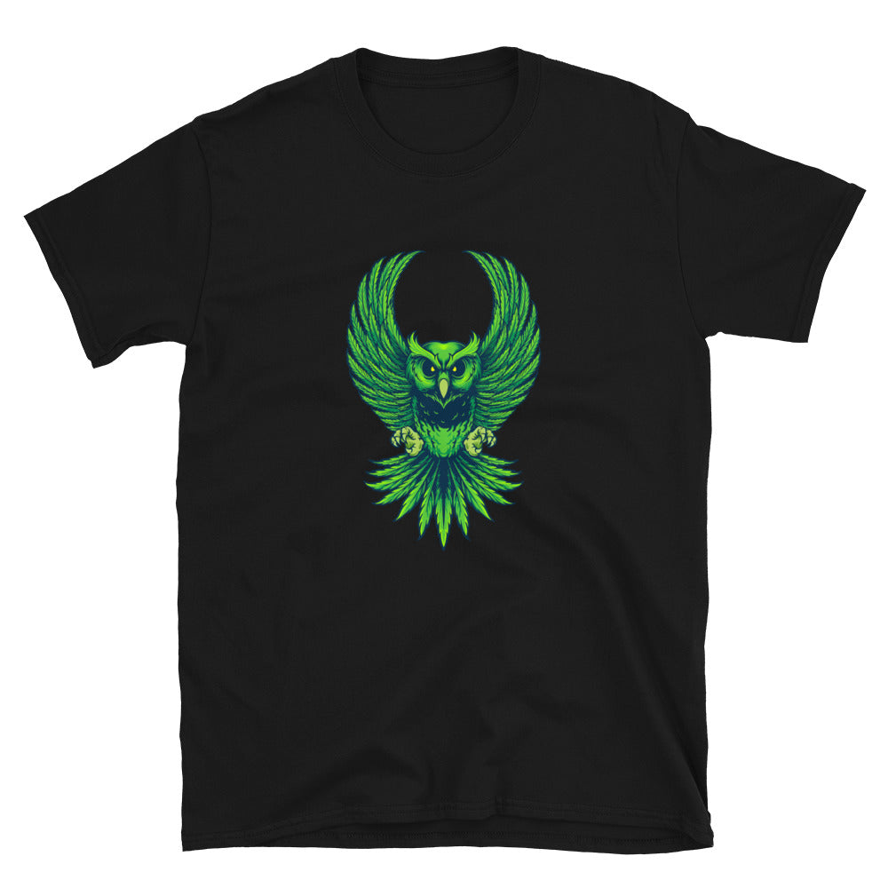 Weed Owl Leaf Cannabis Fit Camiseta unisex de estilo suave